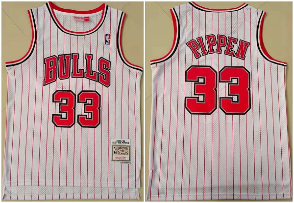 Men's Chicago Bulls #33 Scottie Pippen White Throwback Stitched Jersey Men's Chicago Bulls #33 Scottie Pippen White Throwback Stitched Jersey